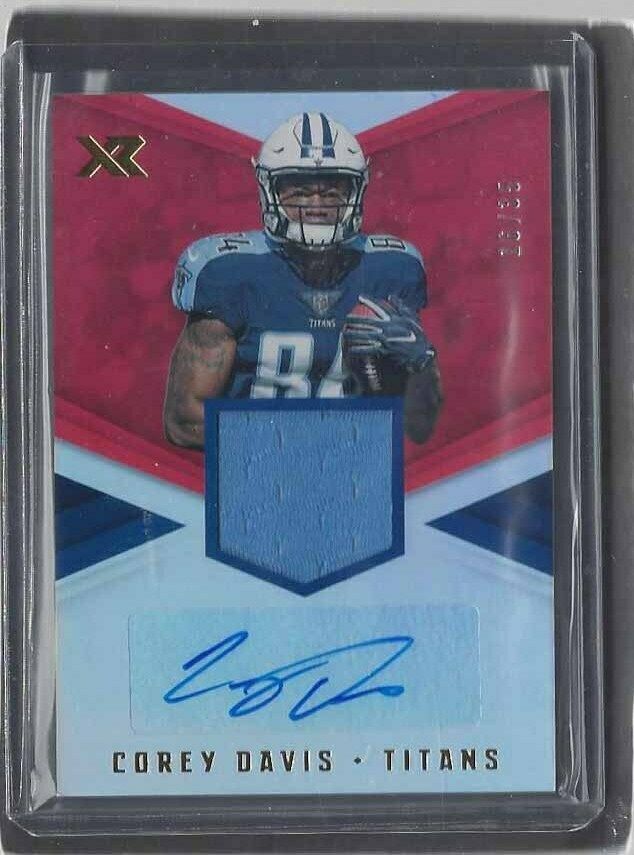 COREY DAVIS 2017 PANINI XR TITANS RED JERSEY AUTO RC #D 16/35