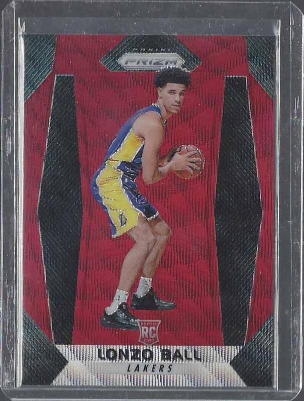 LONZO BALL 2017-18 PANINI PRIZM RUBY WAVE RED PRIZMS ROOKIE RC #289
