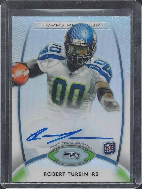 ROBERT TURBIN 2012 TOPPS PLATINUM REFRACTOR ON CARD ROOKIE AUTO RC #144