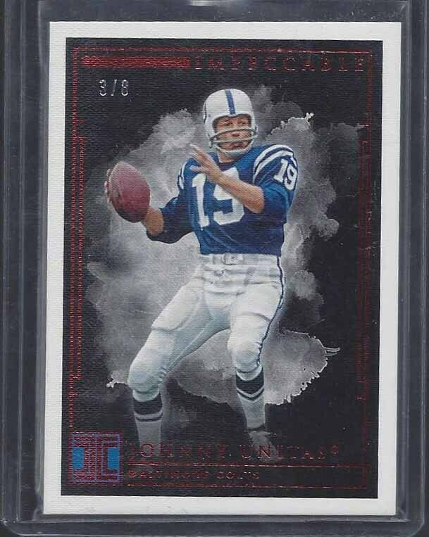 JOHNNY UNITAS 2019 IMPECCABLE FIRST OFF THE LINE RED #D 3/8