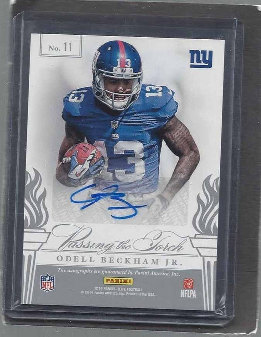 ODELL BECKHAM JR. PLAXICO BURRESS 2014 ELITE PASSING THE TORCH AUTO RC #D 25/25