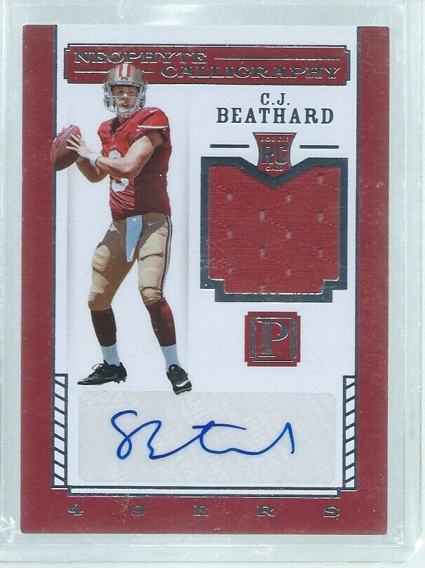 C.J. BEATHARD 2017 PANINI PANTHEON NEOPHYE CALLIGRAPHY JERSEY AUTO RC #D 62/99