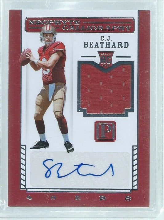 C.J. BEATHARD 2017 PANINI PANTHEON NEOPHYE CALLIGRAPHY JERSEY AUTO RC #D 62/99