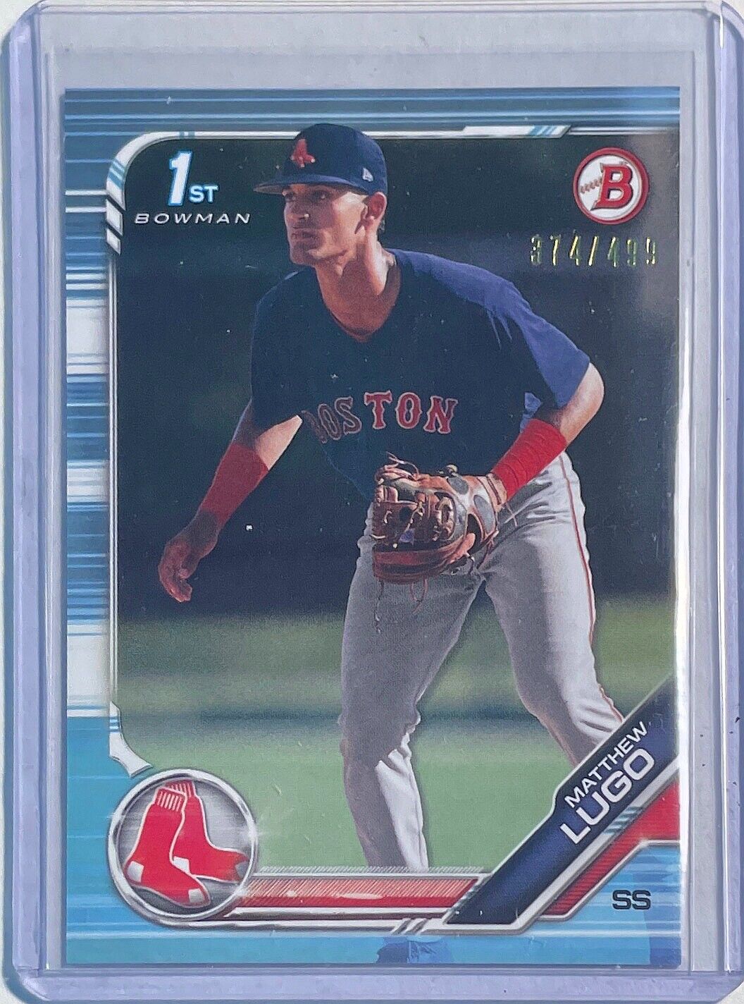 MATTHEW LUGO 2019 BOWMAN 1ST PROSPECT LIGHT SKY BLUE #D 374/499