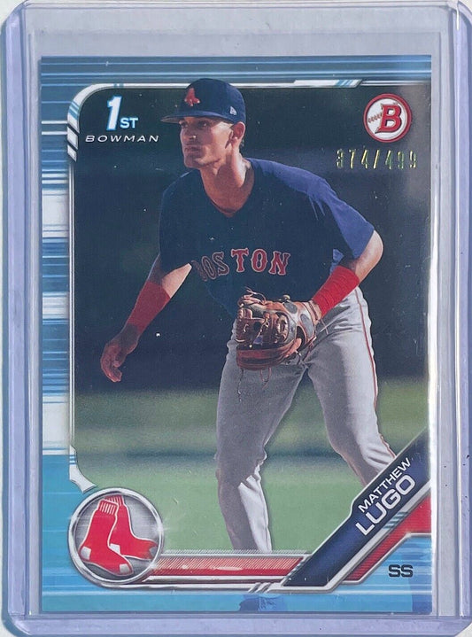 MATTHEW LUGO 2019 BOWMAN 1ST PROSPECT LIGHT SKY BLUE #D 374/499