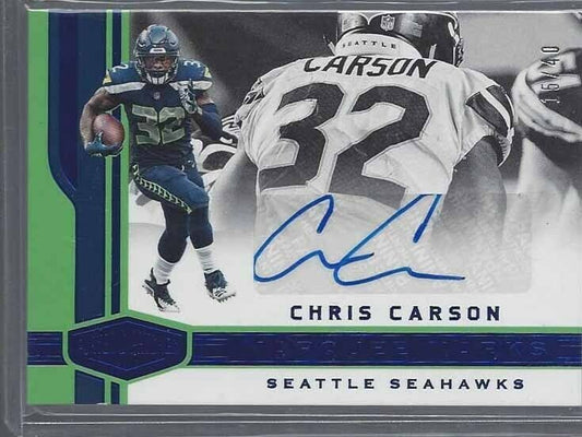 CHRIS CARSON 2018 PLATES & PATCHES MARQUEE MARKS BLUE AUTO #D 15/40