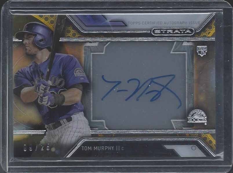 TOM TOMMY MURPHY 2016 TOPPS STRATA GOLD ROCKIES ON CARD AUTO #D 9/25
