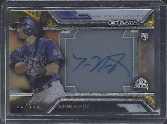 TOM TOMMY MURPHY 2016 TOPPS STRATA GOLD ROCKIES ON CARD AUTO #D 9/25