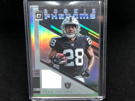 JOSH JACOBS 2019 DONRUSS OPTIC HOLO ROOKIE PHENOMS JERSEY RC