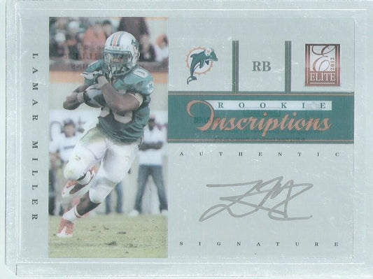 LAMAR MILLER 2012 DONRUSS ELITE ROOKIE INSCRIPTIONS RED ON CARD AUTO SP RC #22