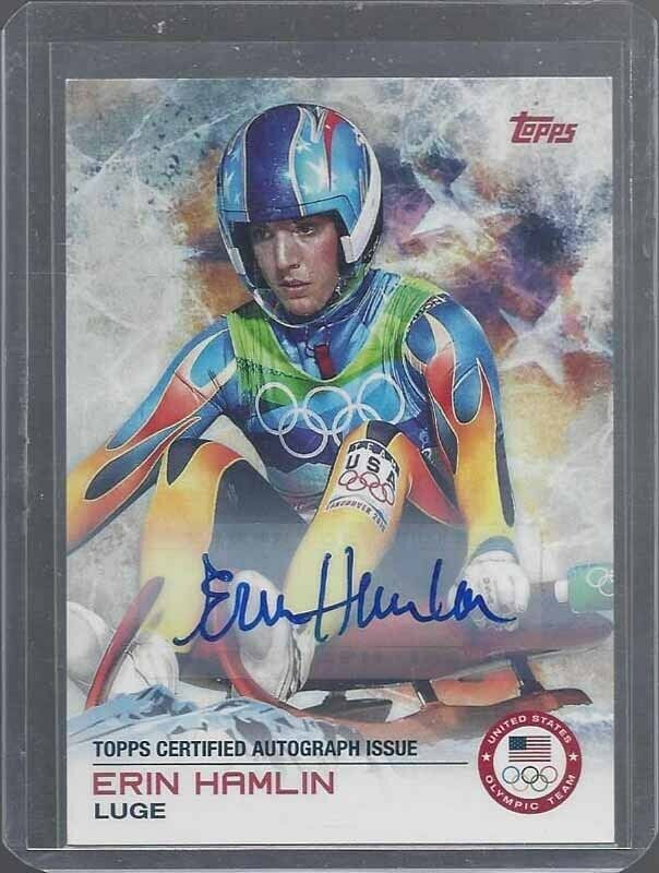 ERIN HAMLIN 2014 TOPPS OLYMPIC LUGE TEAM RARE SP AUTO #42