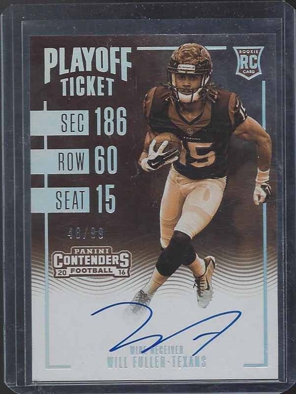 WILL FULLER 2016 CONTENDERS SEPIA PLAYOFF TICKET VARIATION ON CARD AUTO RC /99