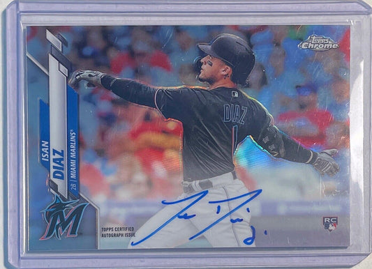 ISAN DIAZ 2020 TOPPS CHROME SILVER REFRACTOR ON CARD AUTO ROOKIE RC #D 422/499