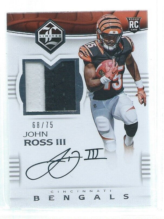 JOHN ROSS III 2017 PANINI LIMITED 2 COLOR PATCH ON CARD AUTO RC #D 68/75