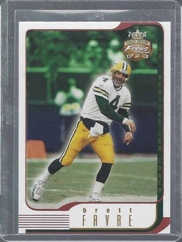 BRETT FAVRE 2002 FLEER FOCUS JERSEY EDITION CENTURY JERSEY NUMBERS RED #D 82/104