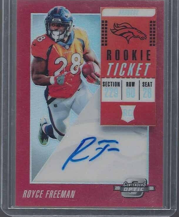 ROYCE FREEMAN 2018 CONTENDERS OPTIC ORANGE ROOKIE TICKET ON CARD AUTO RC #D /199