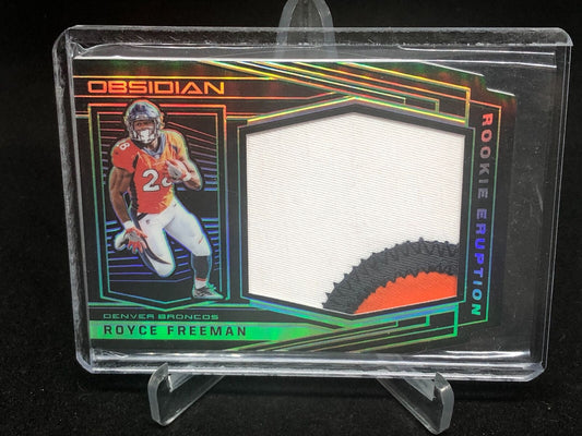 ROYCE FREEMAN 2018 PANINI OBSIDIAN ROOKIE ERUPTION 3 CLR PATCH RC #D 5/25