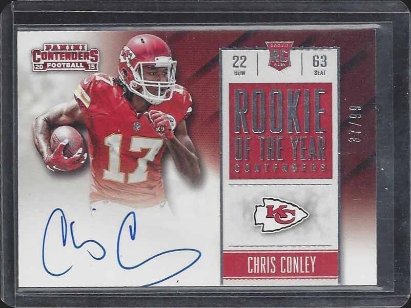 CHRIS CONLEY 2015 CONTENDERS ROOKIE OF THE YEAR SILVER ON CARD AUTO RC #D 37/99