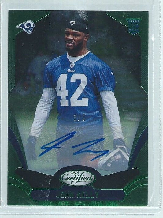 JOHN KELLY 2018 PANINI CERTIFIED AUTO GREEN RC #D 3/5