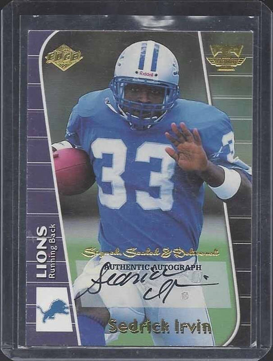 SEDRICK IRVIN 1999 COLLECTORS EDGE TRIUMPH SIGNED SEALED DELIVERED LIONS AUTO RC