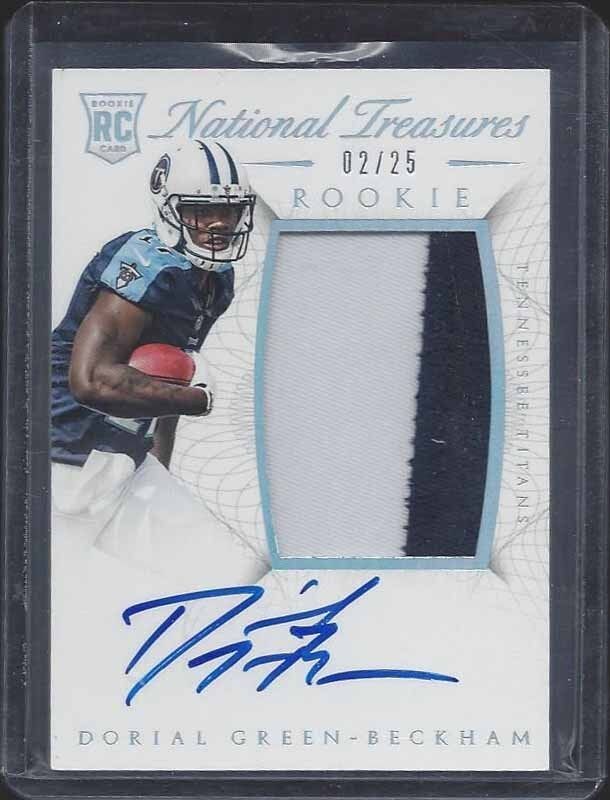 DORIAL GREEN BECKHAM 2015 NATIONAL TREASURES RPA JUMBO 3 CLR PATCH AUTO RC /25
