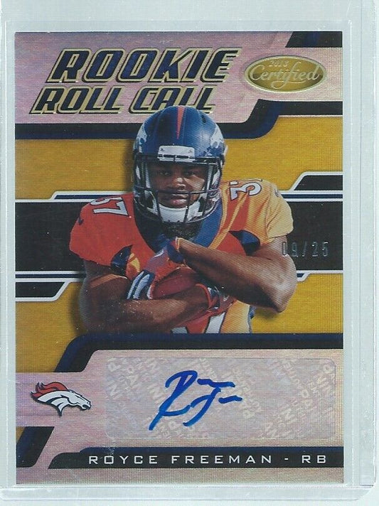 ROYCE FREEMAN 2018 PANINI CERTIFIED ROOKIE ROLL CALL AUTO GOLD RC #D 9/25