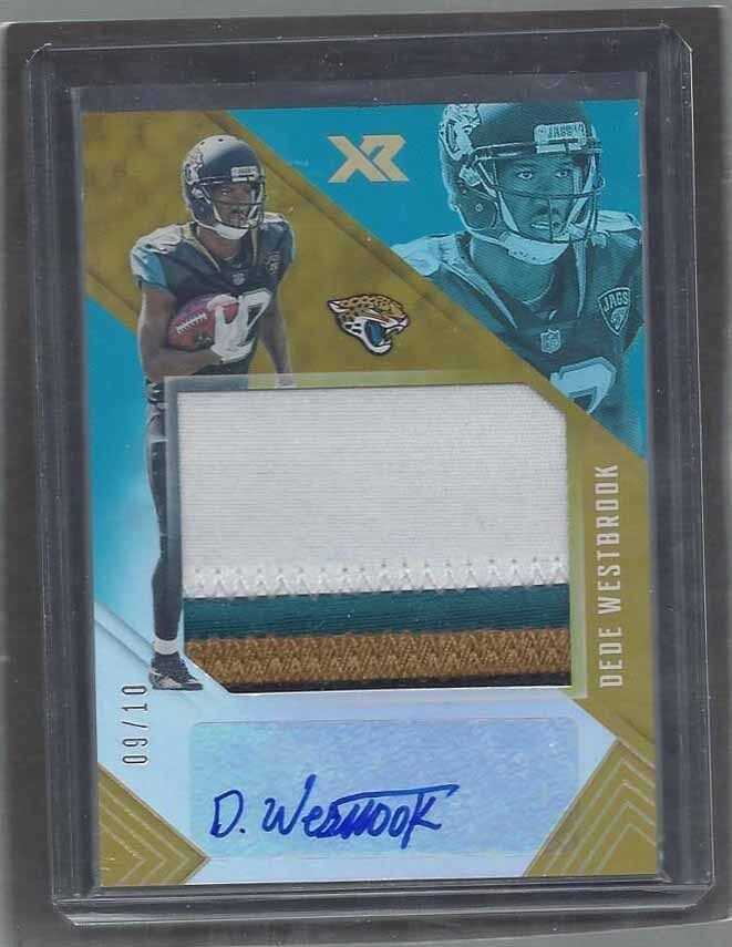 DEDE WESTBROOK 2017 PANINI XR JUMBO JAGUARS ROOKIE 4 COLOR PATCH AUTO RC #D 9/10