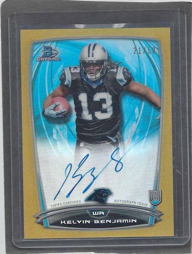 KELVIN BENJAMIN 2014 BOWMAN CHROME GOLD REFRACTOR ON CARD AUTO RC #D 21/50