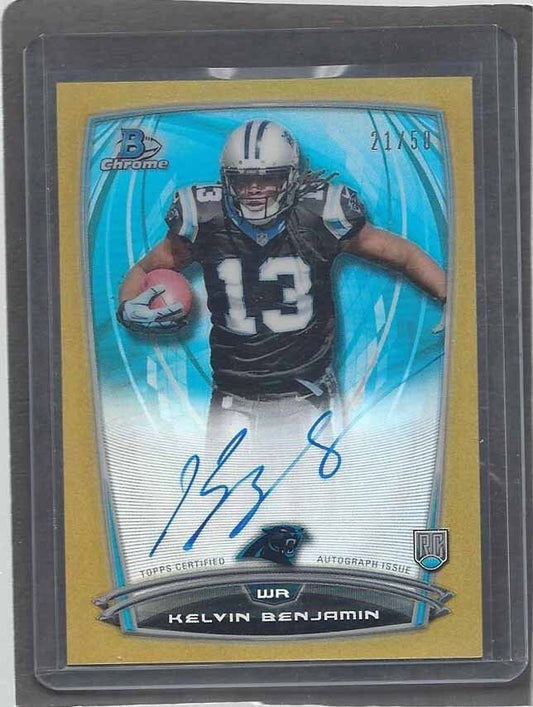 KELVIN BENJAMIN 2014 BOWMAN CHROME GOLD REFRACTOR ON CARD AUTO RC #D 21/50