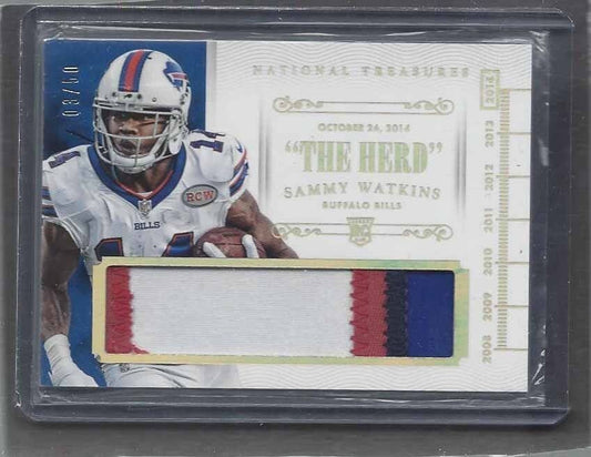 SAMMY WATKINS 2014 NATIONAL TREASURES TIMELINE JUMBO 4 COLOR PATCH RC #D 3/50