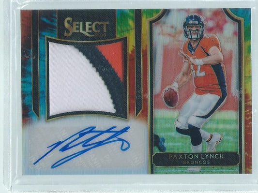 PAXTON LYNCH 2016 PANINI SELECT 3 COLOR PATCH AUTO TIE DYE PRIZM RC #D 21/25