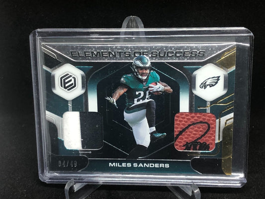 MILES SANDERS 2019 PANINI ELEMENTS OF SUCCESS DUAL BALL PATCH RC #D 4/49