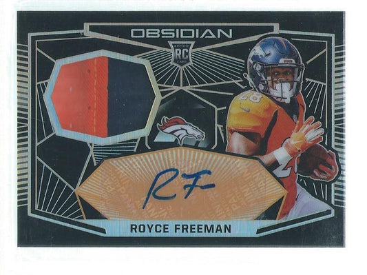 ROYCE FREEMAN 2018 PANINI OBSIDIAN RPA 2 COLOR PATCH AUTO ORANGE RC #D 43/50