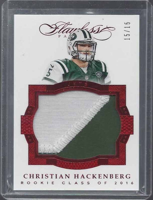 CHRISTIAN HACKENBERG 2016 PANINI FLAWLESS RED JUMBO ROOKIE PATCH RC #D 15/15
