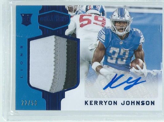 KERRYON JOHNSON 2018 PANINI PLATES & PATCHES 3 COLOR PATCH AUTO BLUE RC #D 22/50