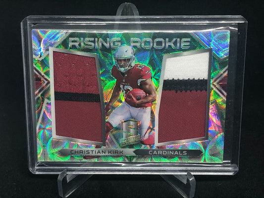 CHRISTIAN KIRK 2018 SPECTRA GREEN RISING ROOKIE DUAL 3 CLR PATCH RC #D 22/50
