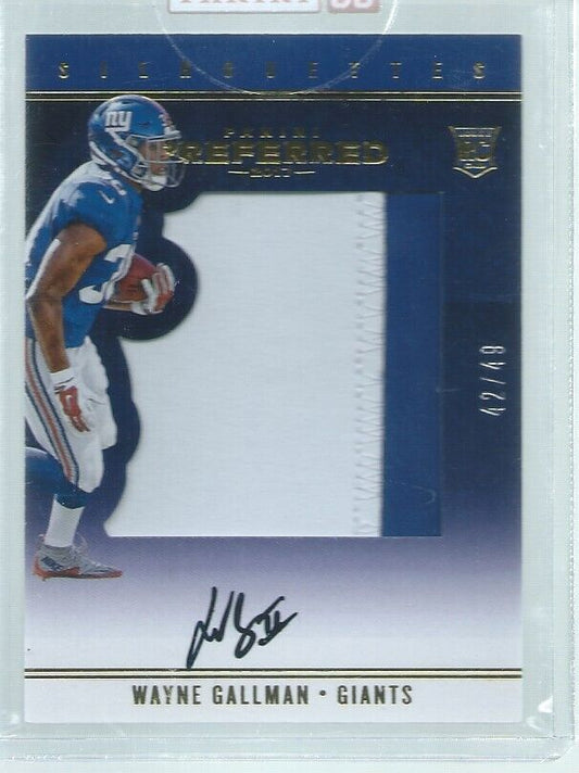 WAYNE GALLMAN 2017 PANINI PREFERRED SILHOUETTES PATCH ON CARD AUTO RC #D 42/49