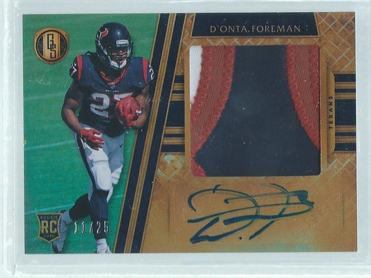 D'ONTA FOREMAN 2017 PANINI GOLD STANDARD 3 COLOR PATCH AUTO RC #D 11/25
