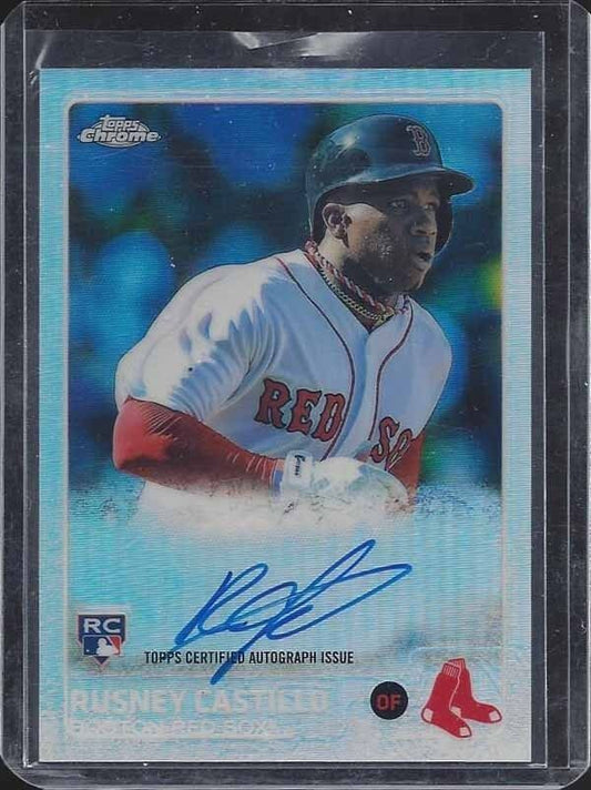 RUSNEY CASTILLO 2015 TOPPS CHROME ROOKIE REFRACTOR ON CARD AUTO RC #D /499