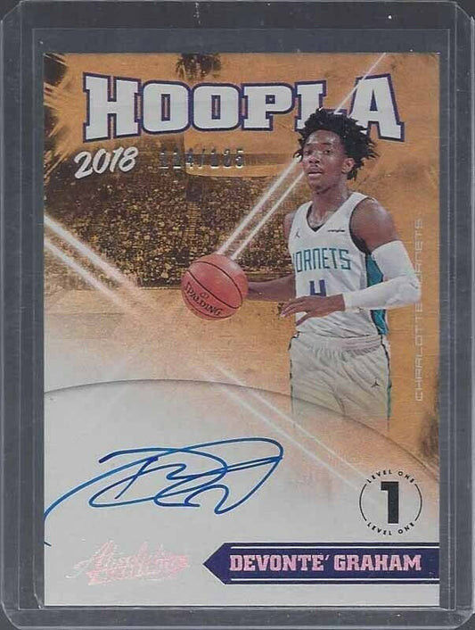 DEVONTE GRAHAM 2018-19 ABSOLUTE HOOPLA LEVEL ONE ON CARD AUTO RC #D 114/125