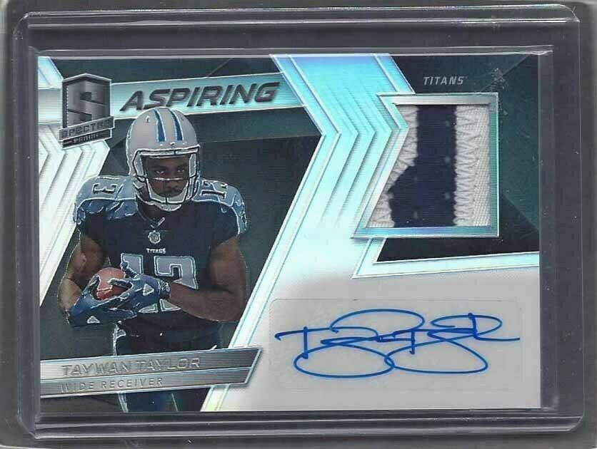 TAYWAN TAYLOR 2017 PANINI SPECTRA ASPIRING ROOKIE 2 COLOR PATCH AUTO RC #D /299