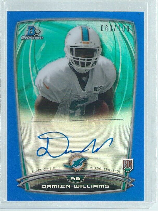 DAMIEN WILLIAMS 2014 TOPPS BOWMAN CHROME AUTO BLUE REFRACTOR RC #D 58/199