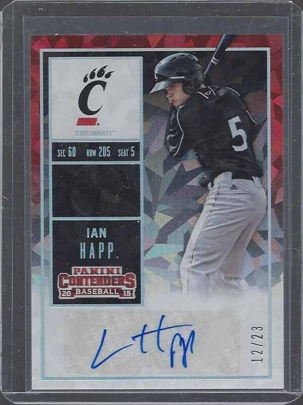 IAN HAPP 2015 CONTENDERS CRACKED ICE CUBS CINCINNATI PROSPECT AUTO #D 12/23