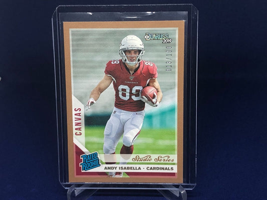 ANDY ISABELLA 2019 DONRUSS RATED ROOKIE CANVAS STUDIO SERIES BRONZE RC #D 13/100
