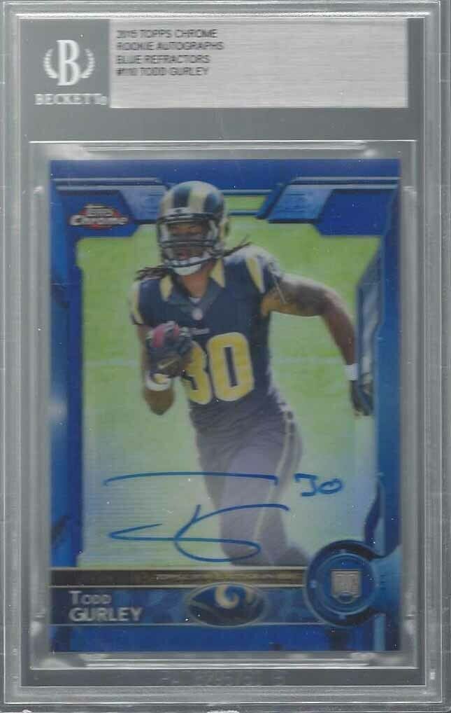 TODD GURLEY 2015 TOPPS CHROME BLUE REFRACTOR ON CARD AUTO RC /50 BGS AUTHENTIC