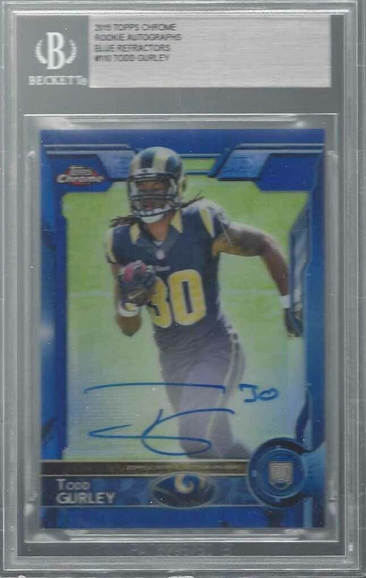 TODD GURLEY 2015 TOPPS CHROME BLUE REFRACTOR ON CARD AUTO RC /50 BGS AUTHENTIC