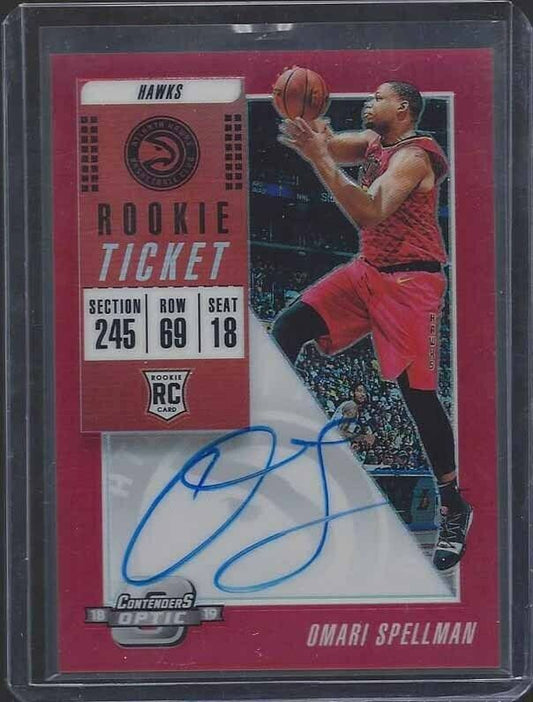 OMARI SPELLMAN 2018-19 CONTENDERS OPTIC RED HOLO ON CARD AUTO RC #D 89/149