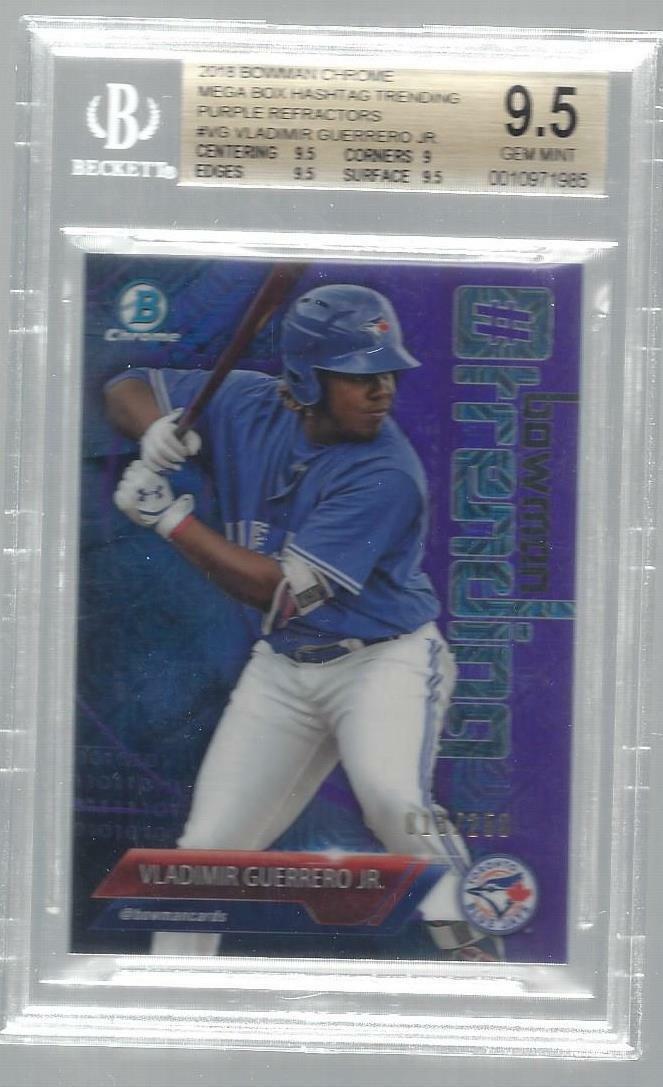 VLADIMIR GUERRERO JR 2018 BOWMAN CHROME MEGA PURPLE REFRACTOR /250 BGS 9.5 POP 1
