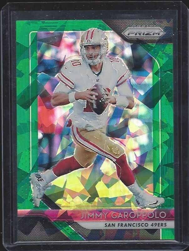 1/1 JIMMY GAROPPOLO 2018 PANINI PRIZM GREEN CRYSTALS PRIZMS #D 10/75 JERSEY #10!
