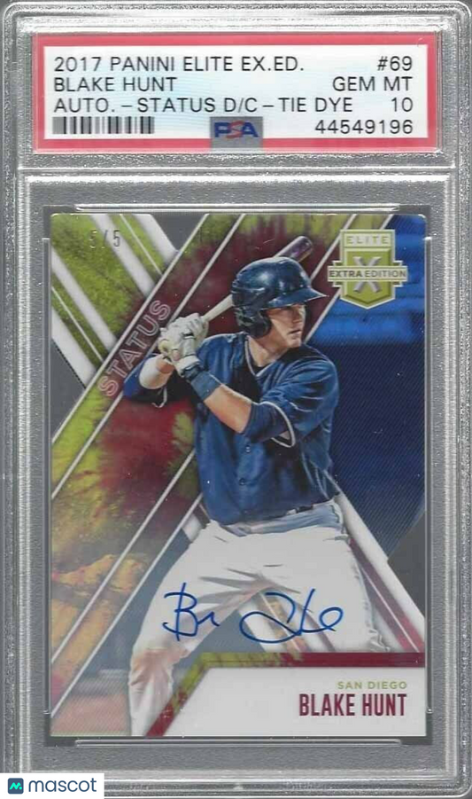 BLAKE HUNT 2017 ELITE EXTRA EDITION STATUS DIECUT TIE DYE AUTO /5 PSA 10 POP 1/1